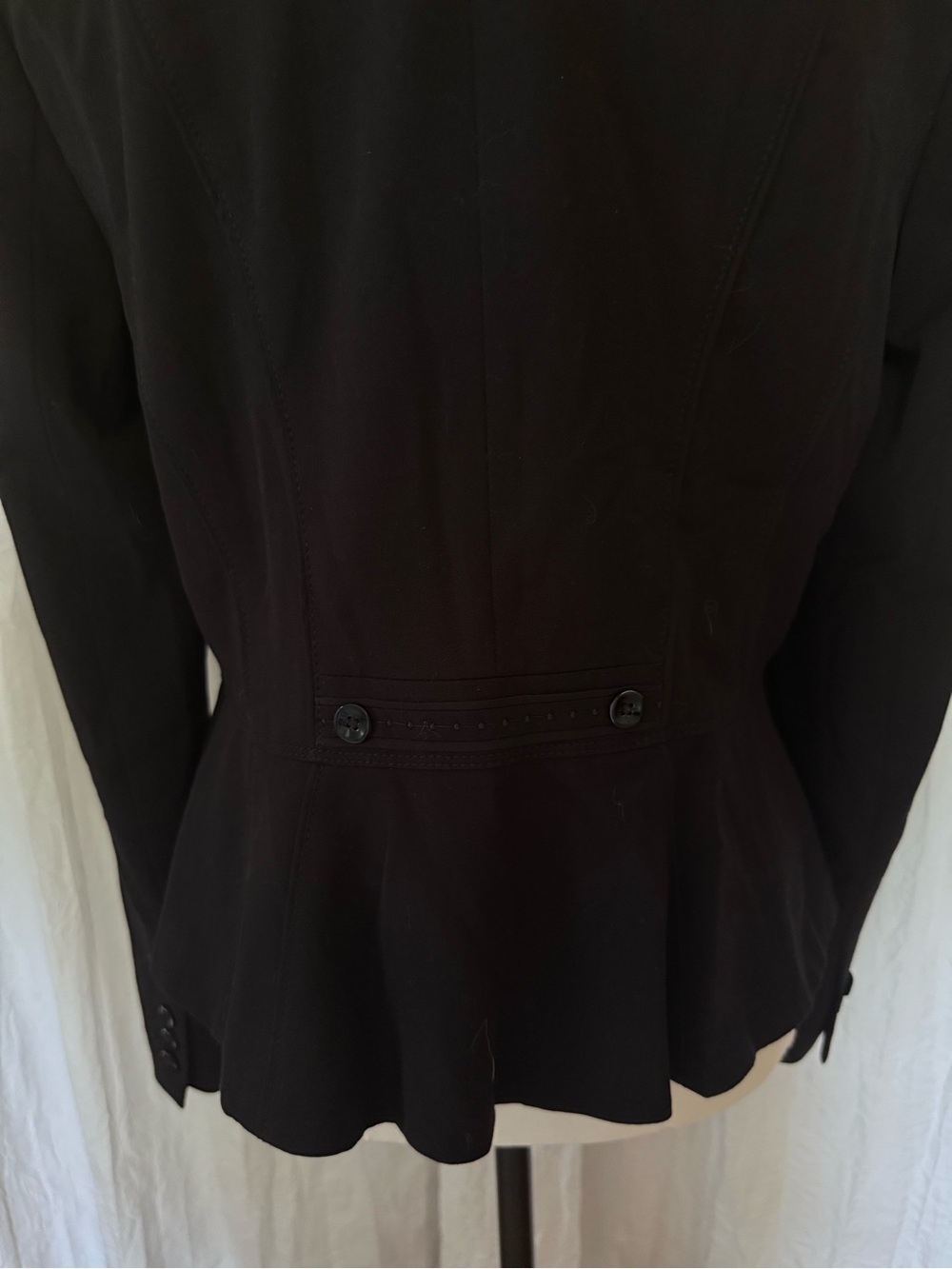WHBM Black Peplum Blazer Size 8 Tailored Stretch Jacket Stand Collar Career Chic - Picture 4 of 7